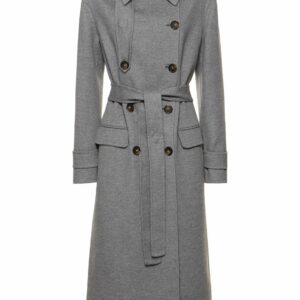 Wool Double Breasted Belted Coat