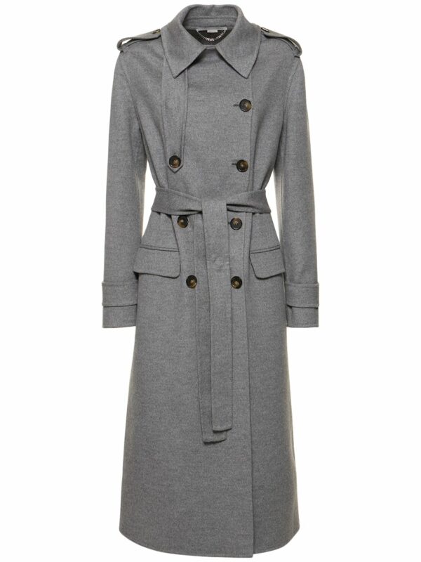 Wool Double Breasted Belted Coat