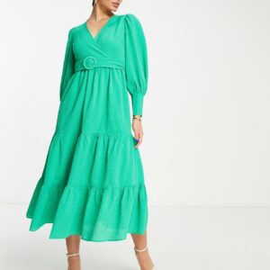 Y. A.S belted tiered maxi dress in bright green