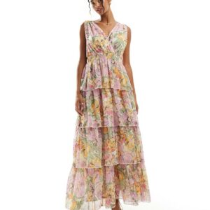 Y. A.S sleeveless tiered maxi dress in garden floral print-Multi