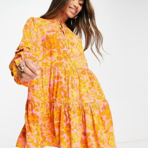 Y. A.S smock mini dress in florals-Multi