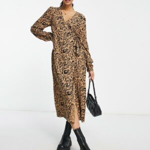 Y. A.S. Krizza animal print midi wrap dress in multi