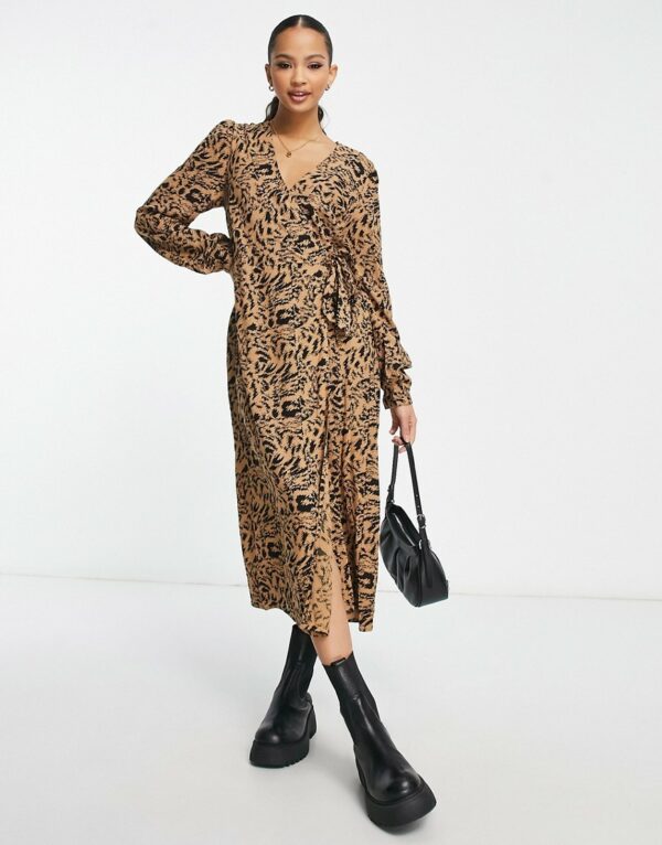 Y. A.S. Krizza animal print midi wrap dress in multi