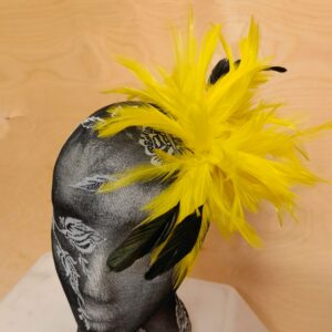 Yellow Black Feather Fascinator Millinery Burlesque Hair Clip Brooch Hen Party Bridal Ascot Race Fancy Dress British