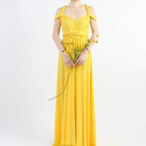 Yellow Floor Length Gown Infinity Dress Convertible Formal Multiway Wrap Bridesmaid Evening Party