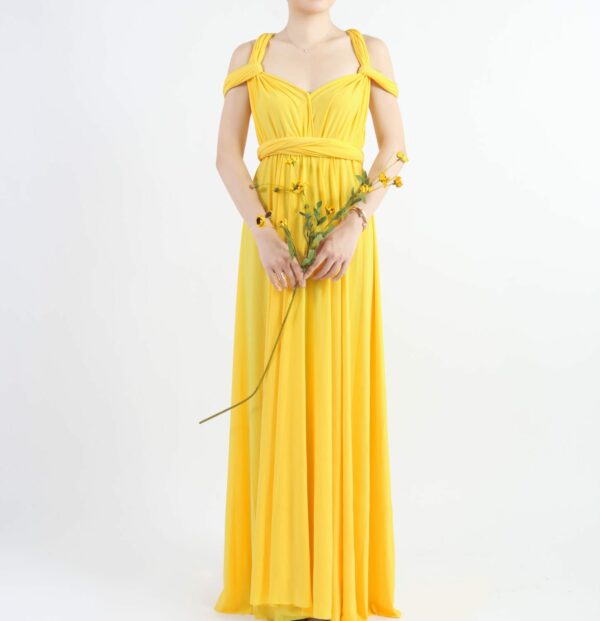 Yellow Floor Length Gown Infinity Dress Convertible Formal Multiway Wrap Bridesmaid Evening Party