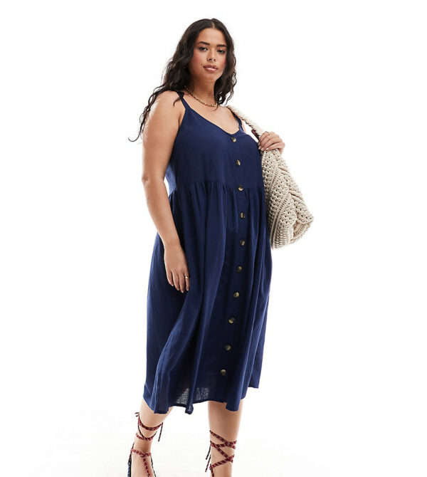 Yours linen midi sundress in navy