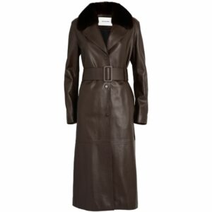 Yves Salomon Lamb Leather Belted Coat