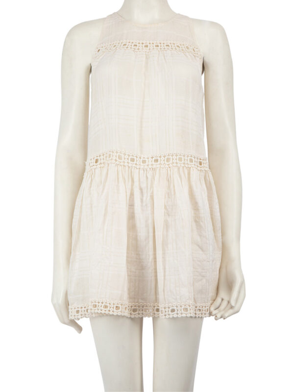 Zimmermann Cream Lace Pattern Tiered Dress