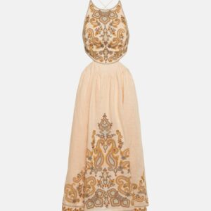 Zimmermann Devi embroidered linen midi dress