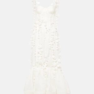 Zimmermann Embroidered floral linen and silk midi dress