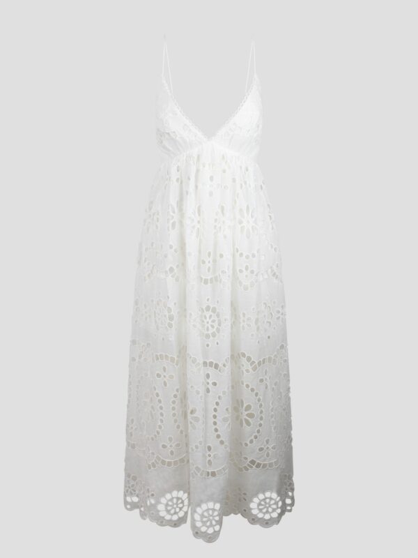 Zimmermann Lexi Embroidered Scallop Edge Slip Dress