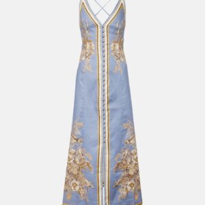 Zimmermann Ottie floral linen slip dress