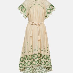 Zimmermann Raie embroidered cotton midi dress