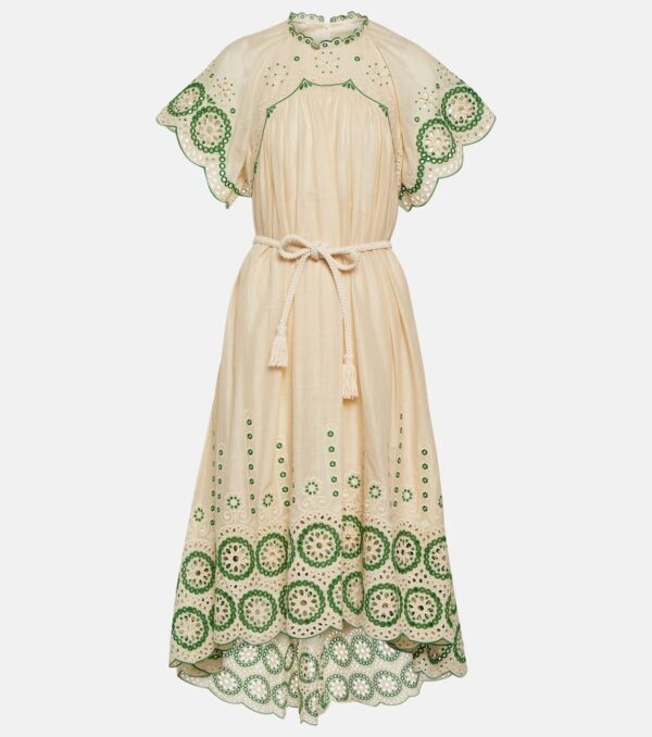 Zimmermann Raie embroidered cotton midi dress