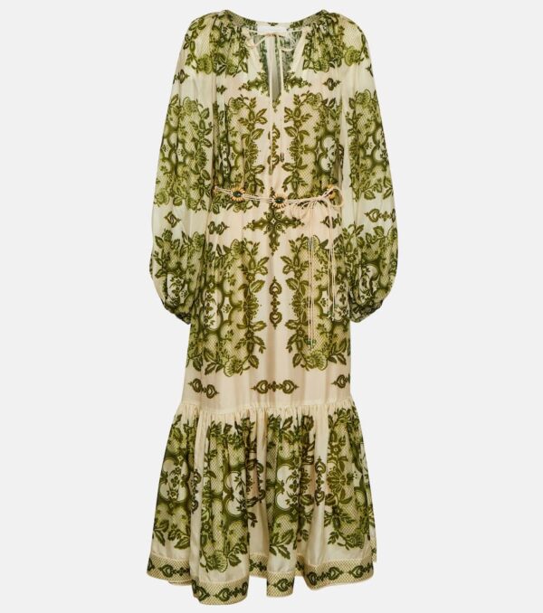 Zimmermann Raie tiered printed silk midi dress