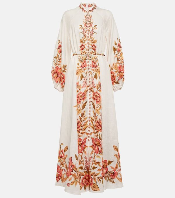 Zimmermann Vacay Billow belted floral linen maxi dress