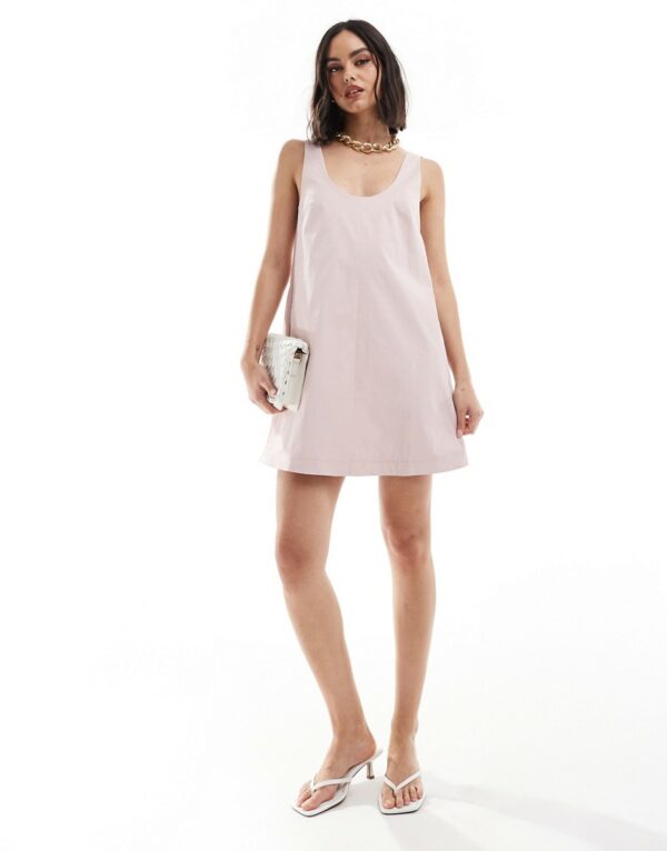 & Other Stories a-line shift dress in pink structured satin