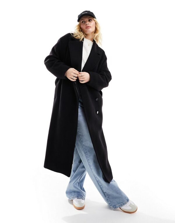 & Other Stories belted wool coat in black