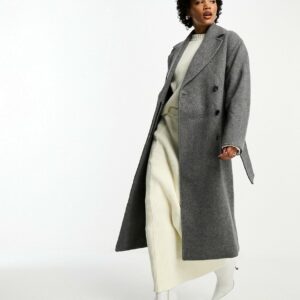 & Other Stories belted wool coat in grey melange