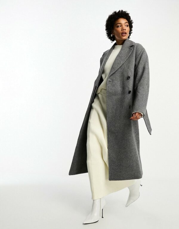 & Other Stories belted wool coat in grey melange