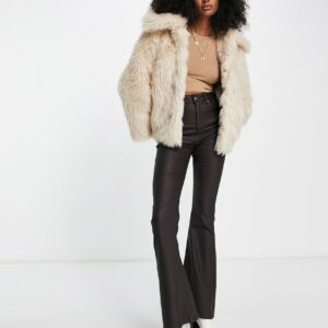 & Other Stories faux fur short coat in cream-White