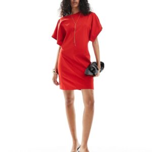 & Other Stories mini jersey t-shirt dress with short kimono sleeves in red