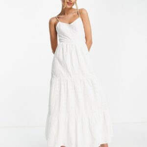 & Other Stories tiered embroidered maxi dress in white