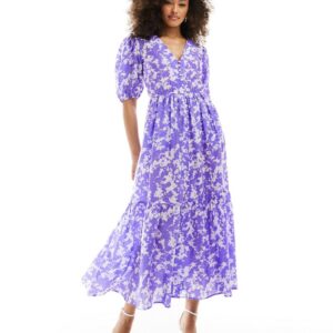 & Other Stories tiered volume maxi dress in pastel violet marble-Purple