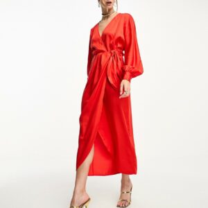 & Other Stories wrap midaxi dress in red