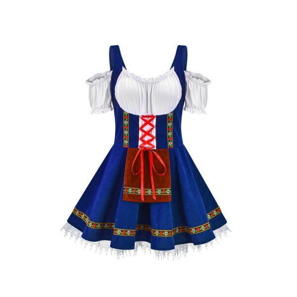 (blue, L) Women Oktoberfest Costume German Bavarian Dirndl Beer Maid Party Fancy Dress