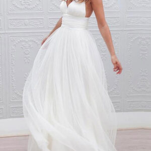 simple wedding dresses 2024 a line v neck straps backless tulle beach wedding bridal dress