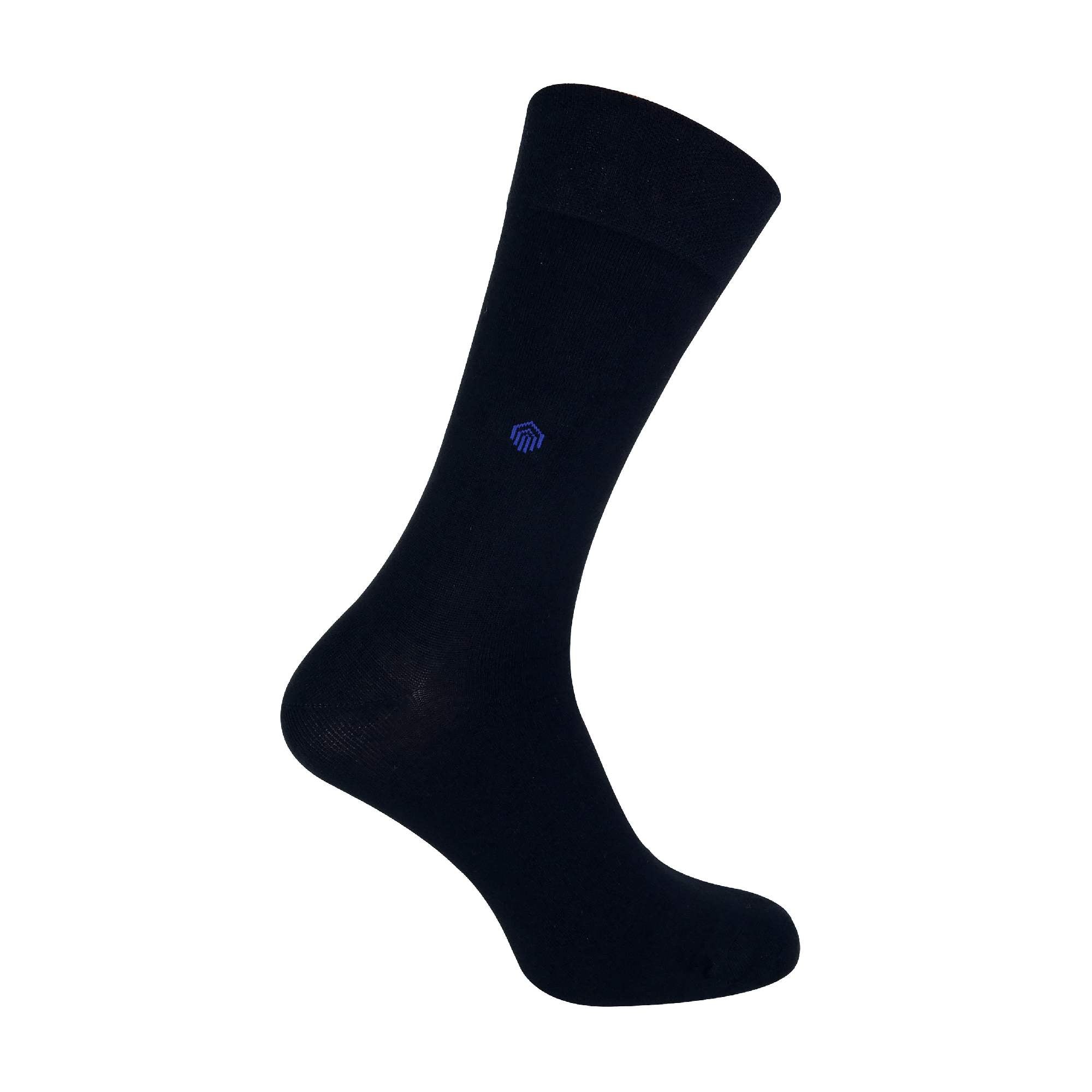 Pack Mens Luxury Breathable Bamboo Suit Dress Socks - - Navy Motif