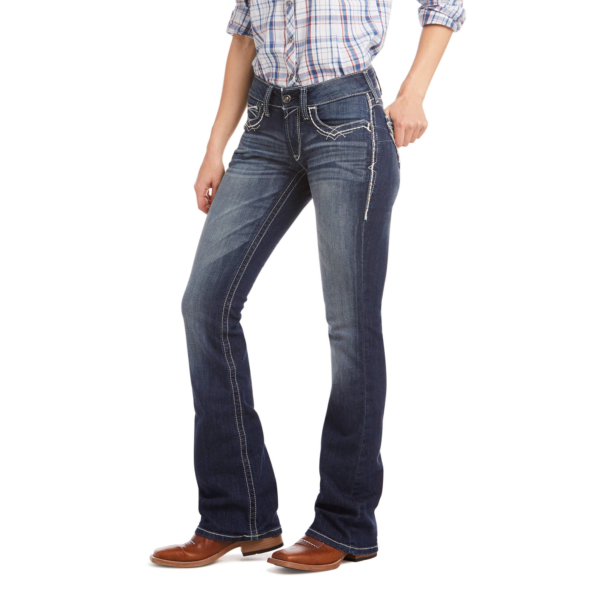 Women's Mid Rise Entwined Boot Cut Jeans in Marine Cotton, Size , by Ariat