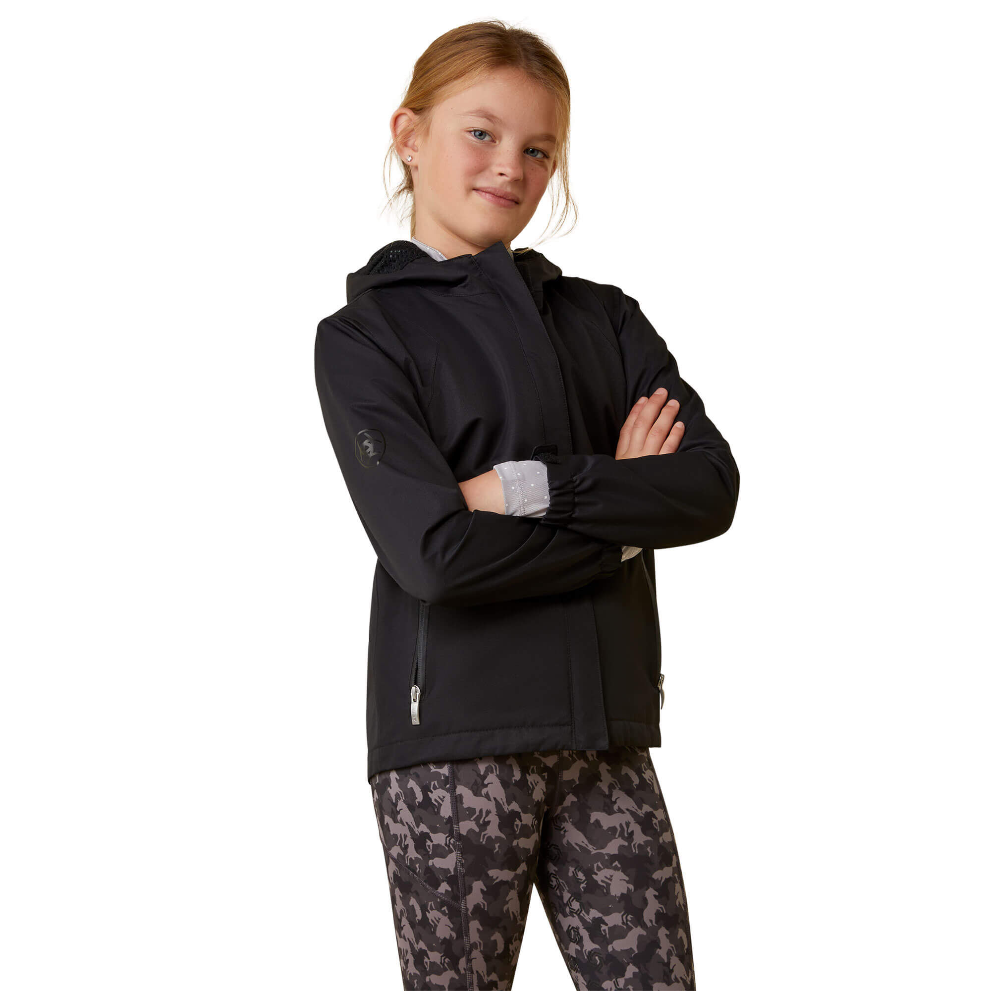 Kid's Spectator Waterproof Jacket Long Sleeve in Black, Size Small, by Ariat