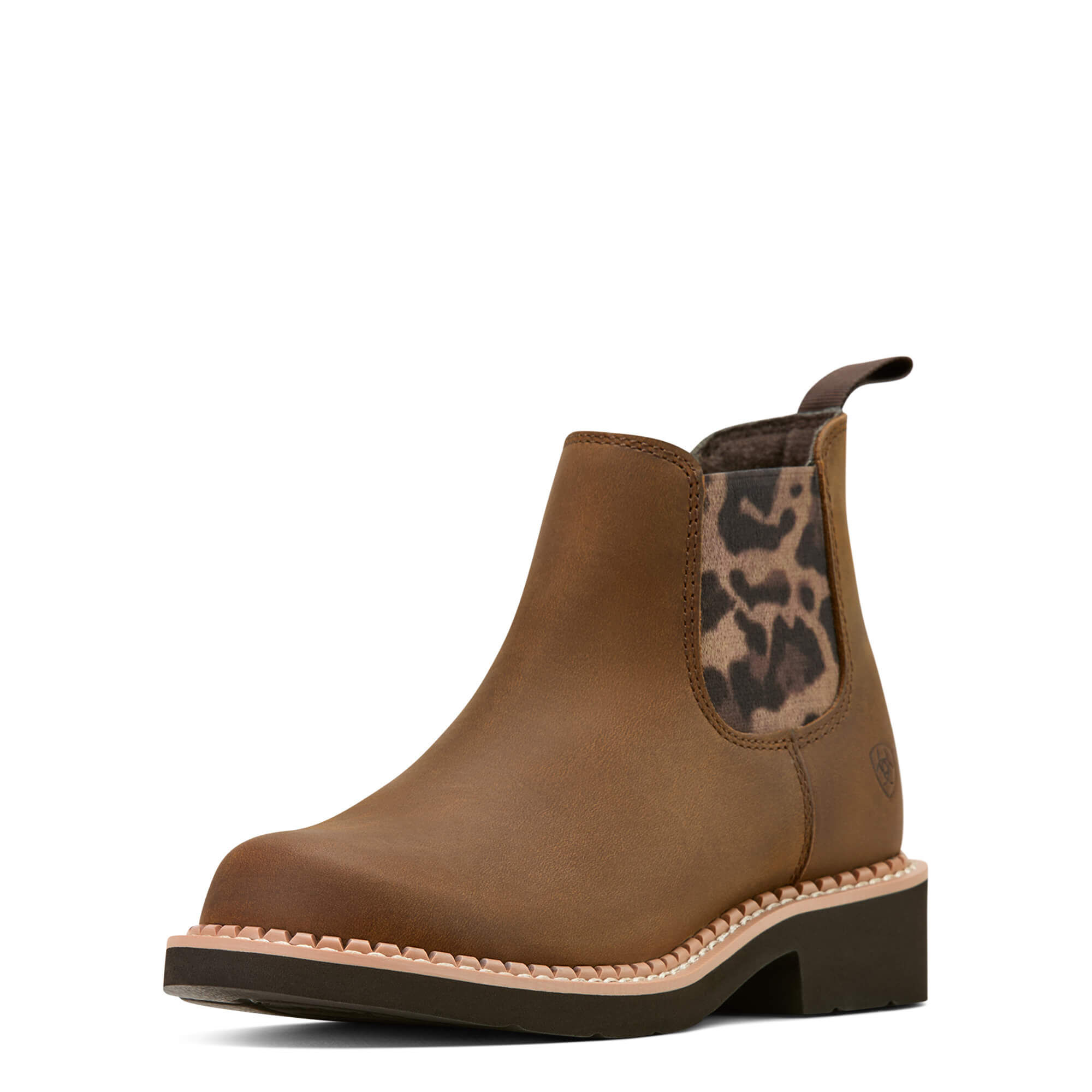 Kid's Fatbaby Chelsea Western Boots in Distressed Brown Leopard Gore, B Medium Width, Size , by Ariat