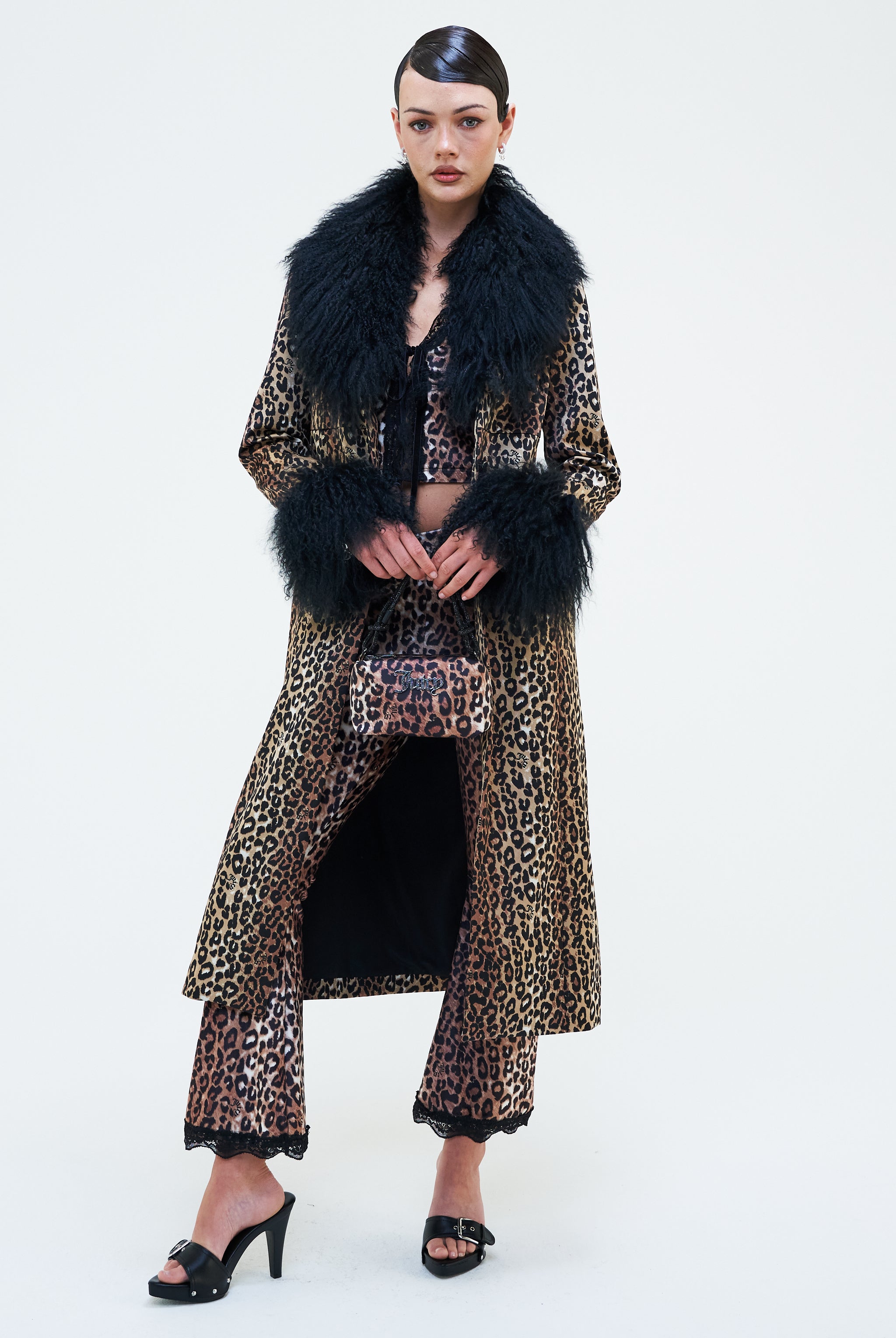 LEOPARD PRINT MONGOLIAN COAT - S Multi