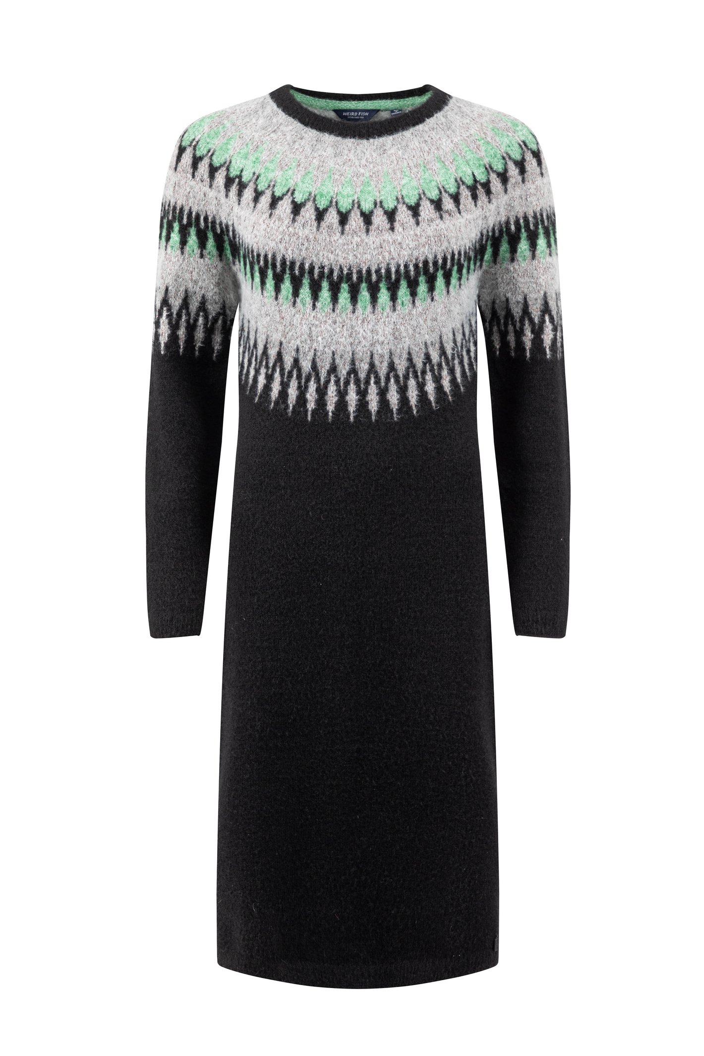 Weird Fish Amren Fair Isle Sparkle Knitted Dress Black Size