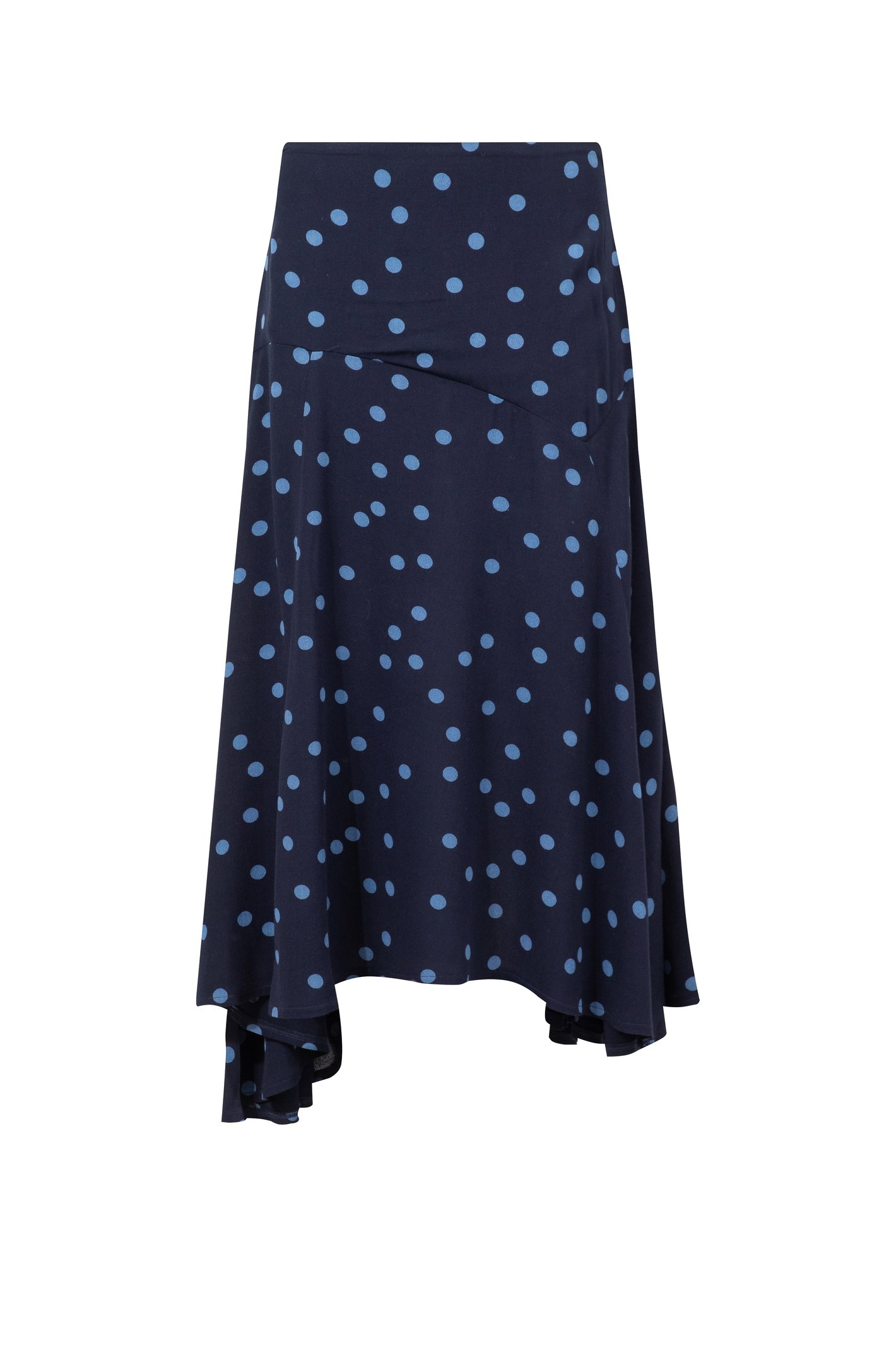 Weird Fish Florino Printed Asymmetric Slit Skirt Navy Blue Size