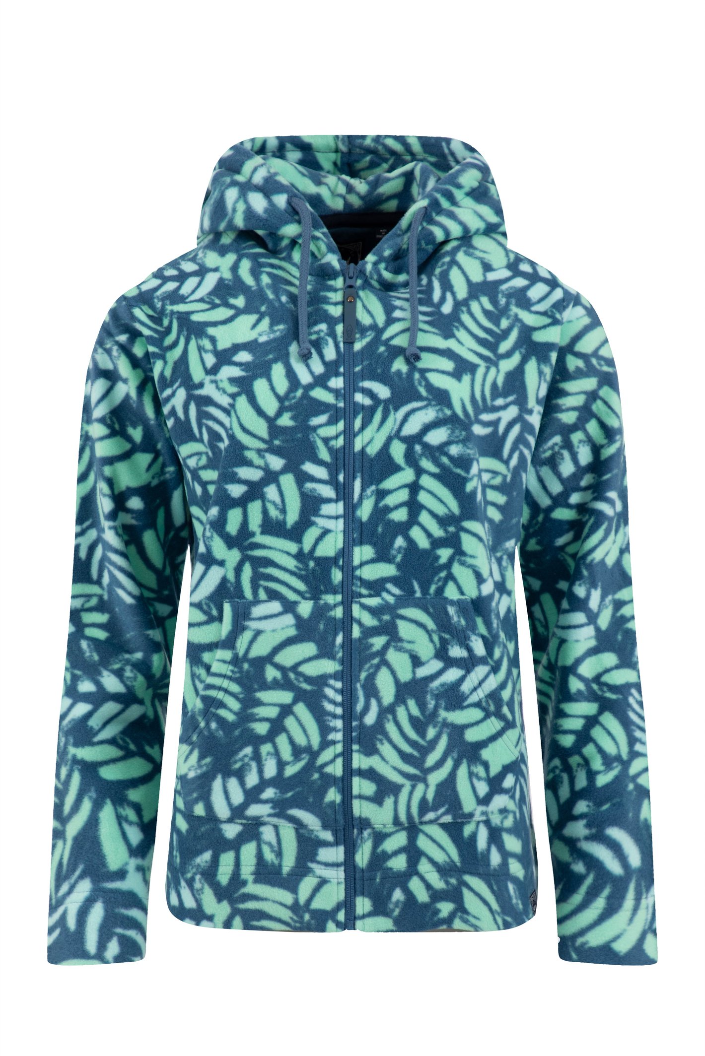 Weird Fish Imogen Full Zip Printed Microfleece Hoodie Majolica Blue Size