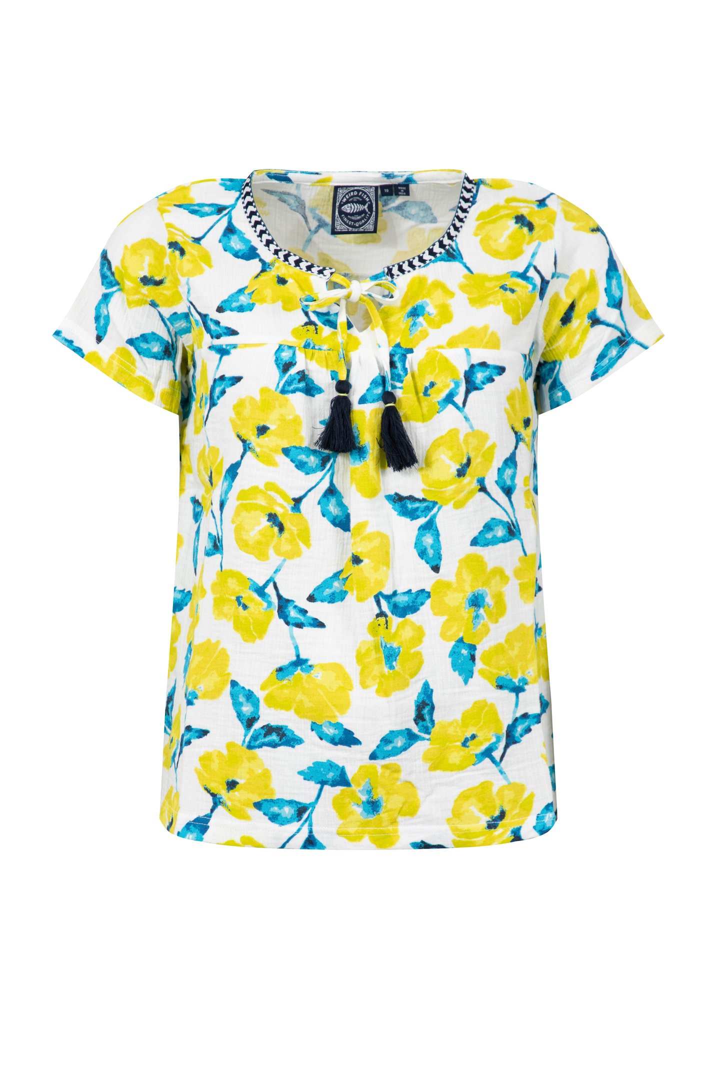 Weird Fish Sofia Printed Double Cloth Blouse Sunshine Yellow Size