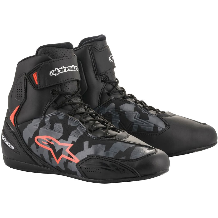 Alpinestars Faster- Motorcycle Boots - Black Grey Camo Red Fluo . |