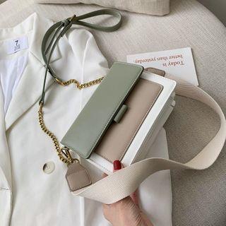 Flap Color Block Crossbody Bag Color Block - Yellow & Beige