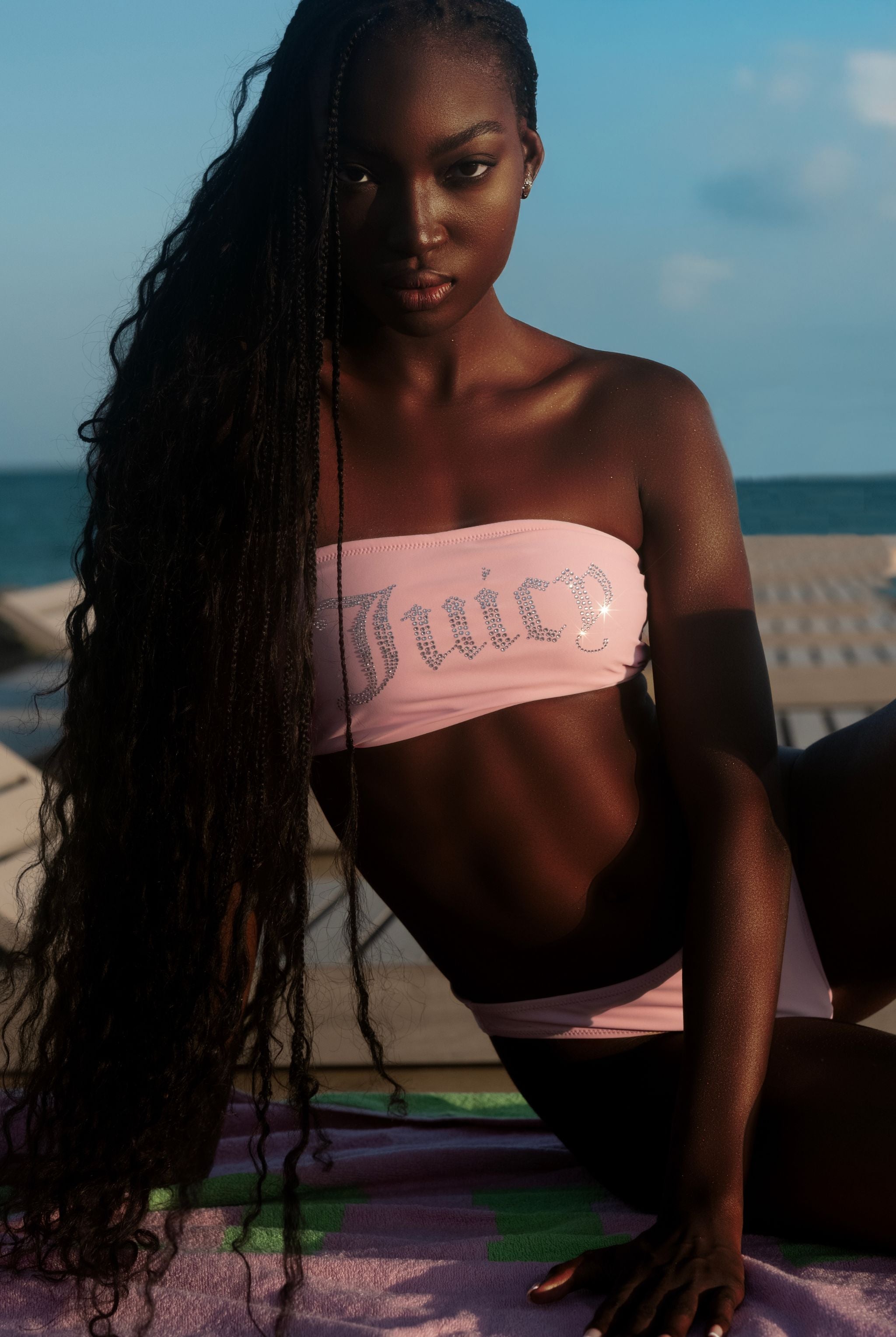 JUICY PINK DIAMANTÉ BANDEAU BIKINI - X Pink