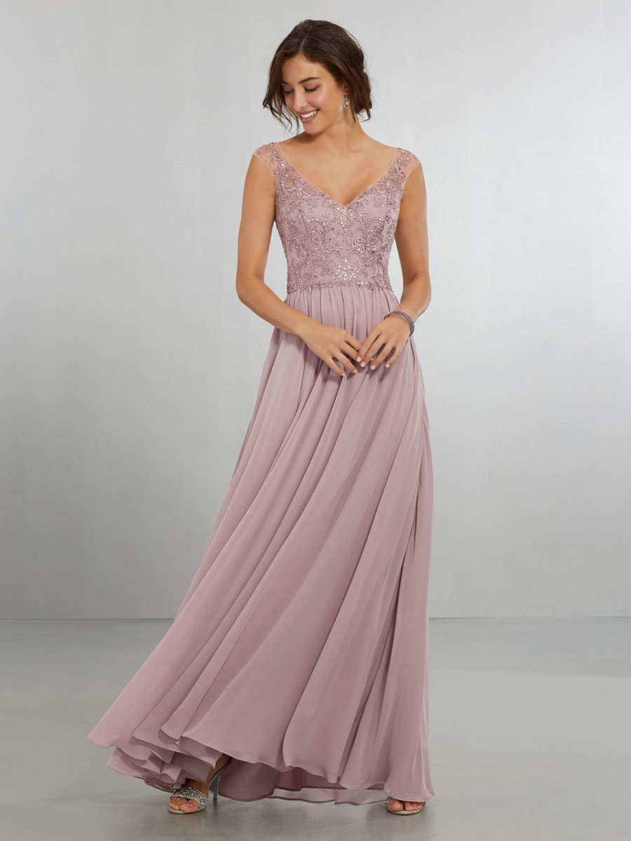 Bridesmaid Dress Chiffon A-Line Floor-Length Wedding Party Dress