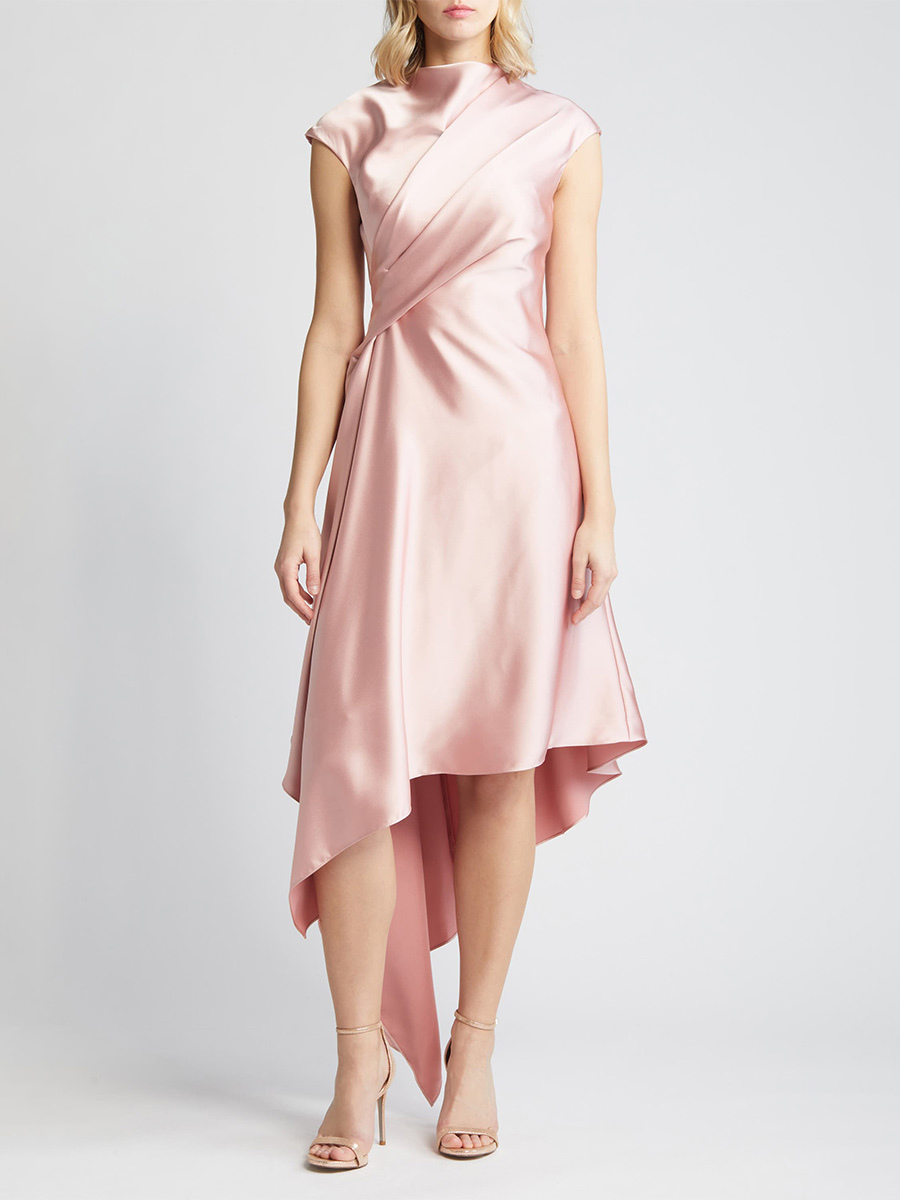 Mother Dress High Collar Sleeveless A-Line Pleated Knee-Length Guest Dresses For Wedding