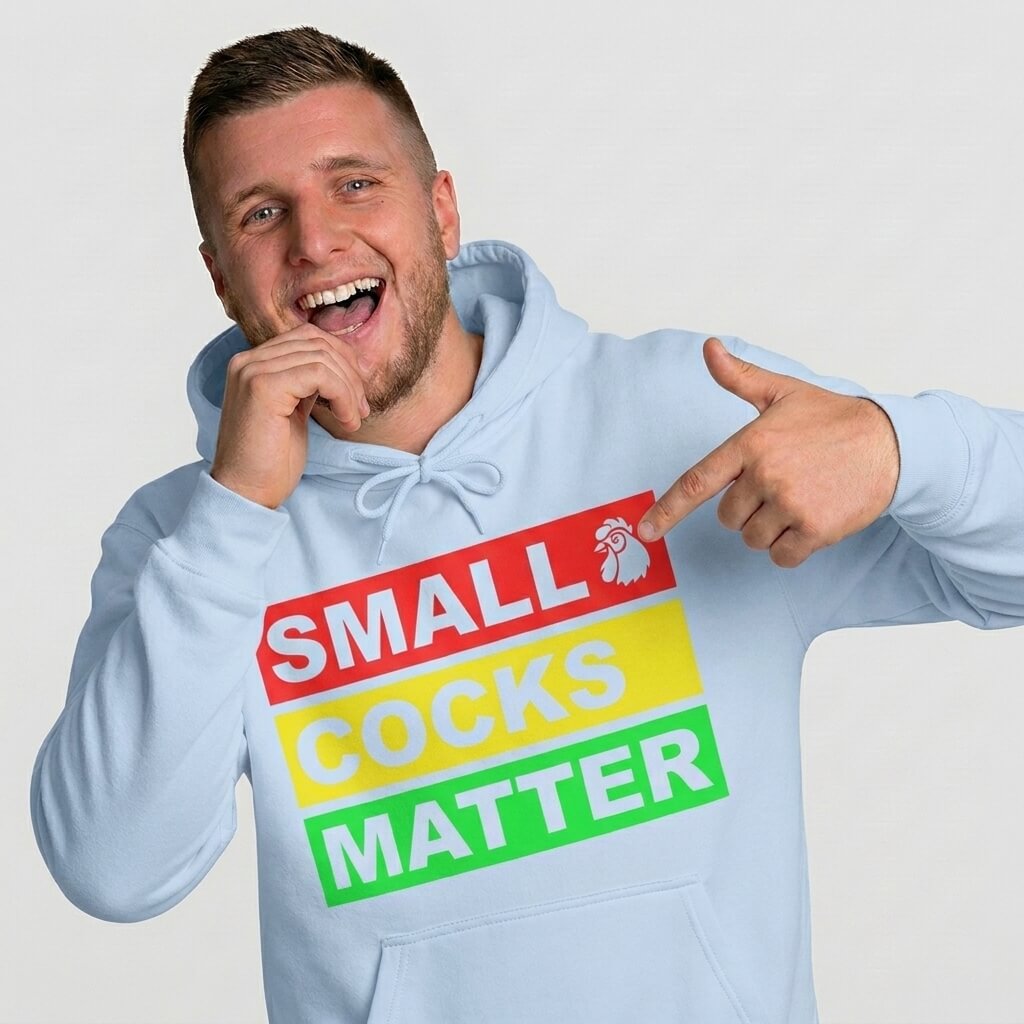 Small Cocks Matter Funny Pun Hoodie - L Light Blue