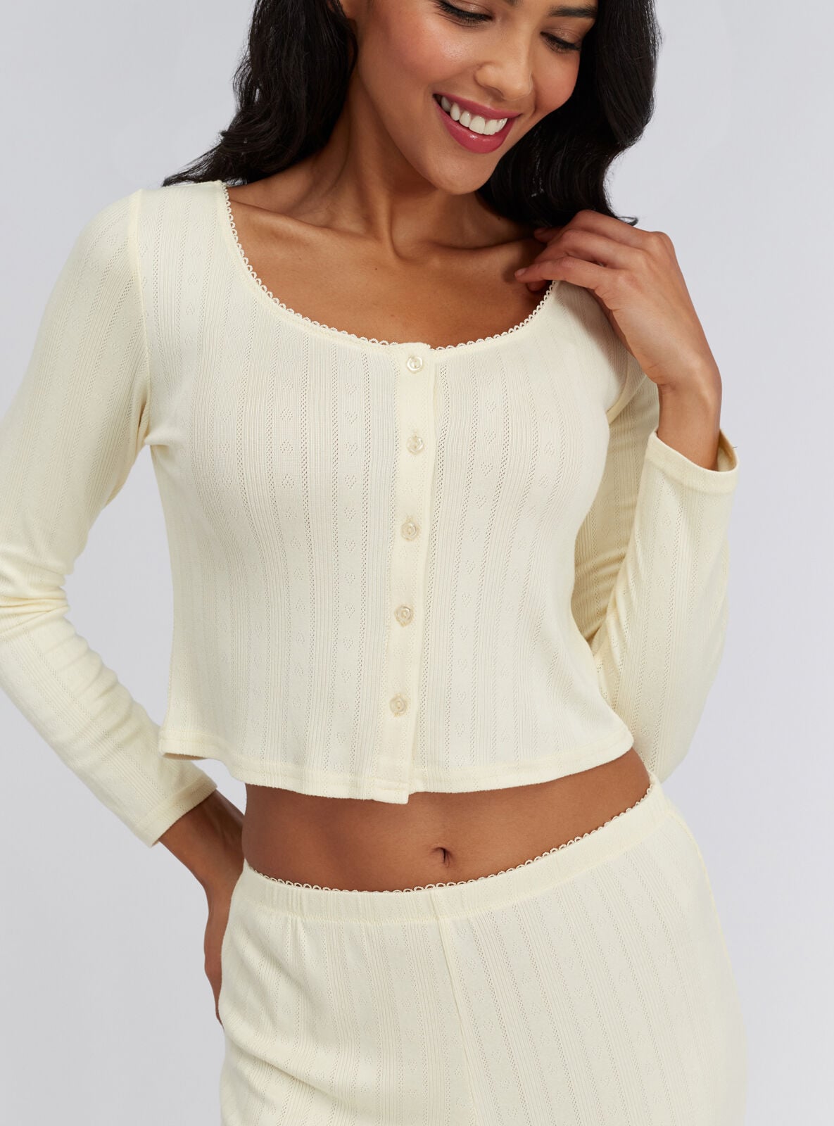 Boux Avenue Pointelle cardigan - Butter Yellow