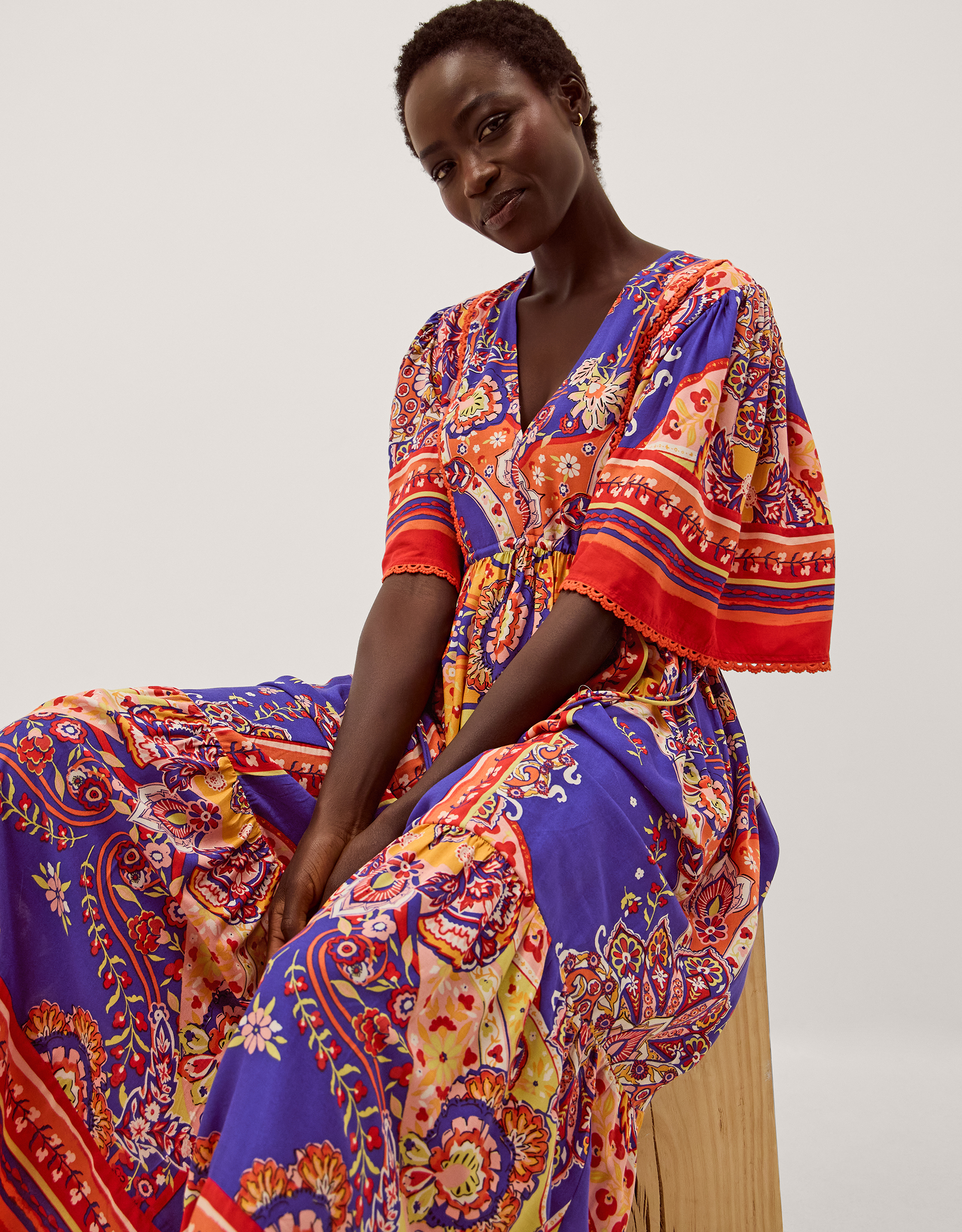 Padma Printed Midi Dress Blue