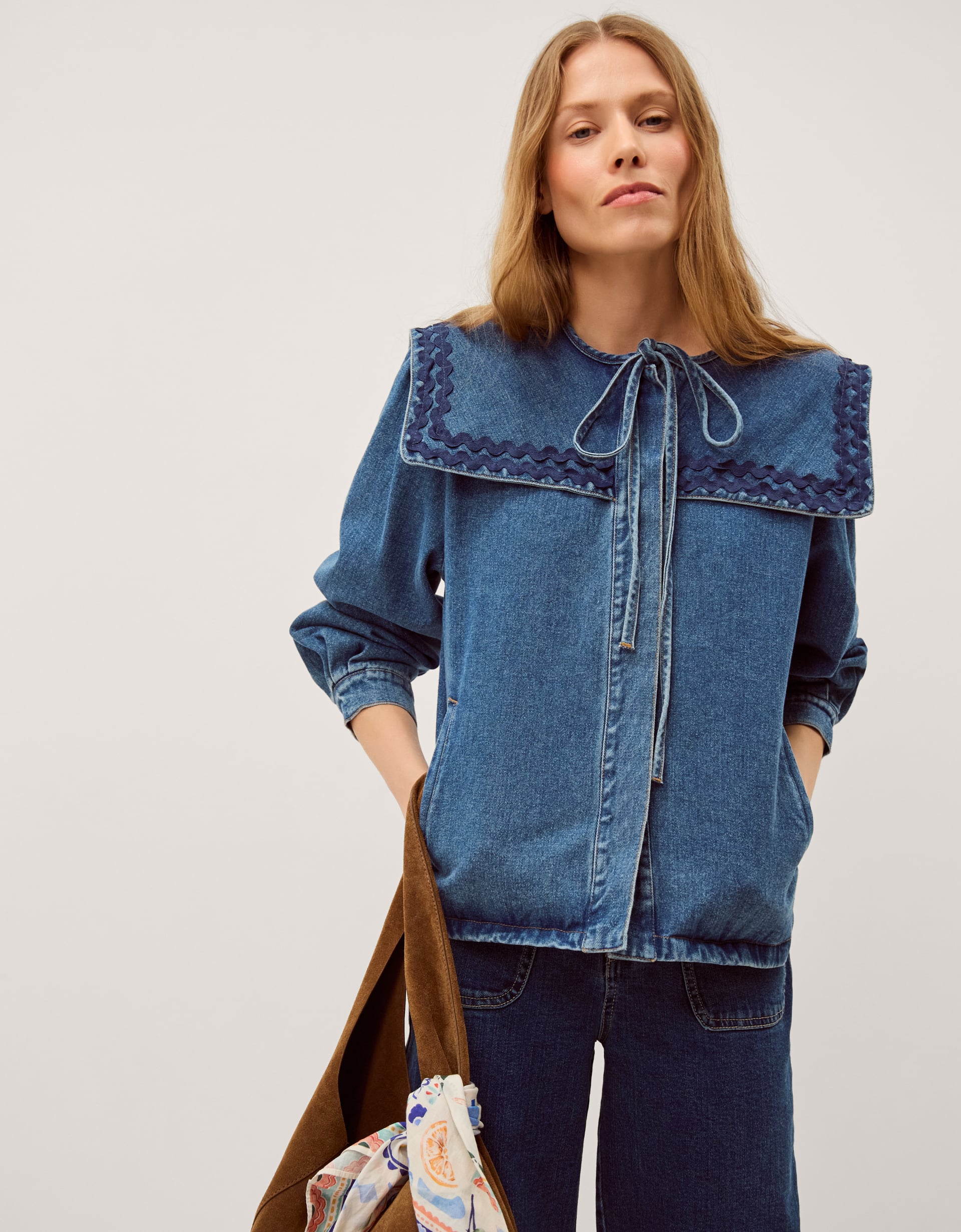 Livvy Square Collar Denim Jacket Blue